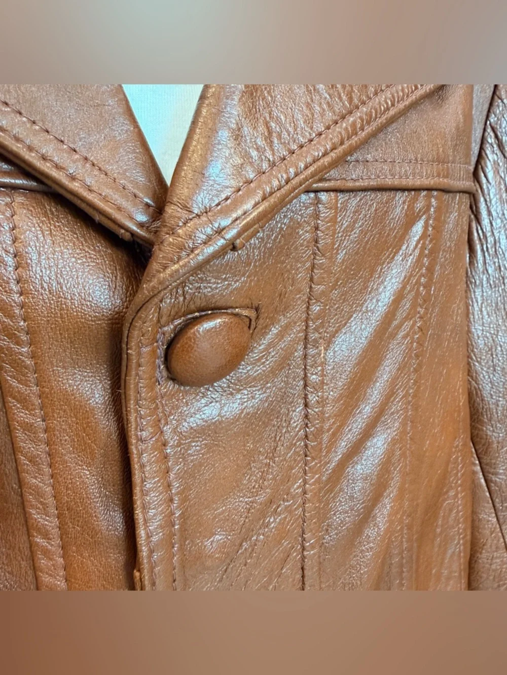 Vintage Tony’s Genuine Brown Leather Jacket Made in Mexico 70s Wide Lapel Unisex